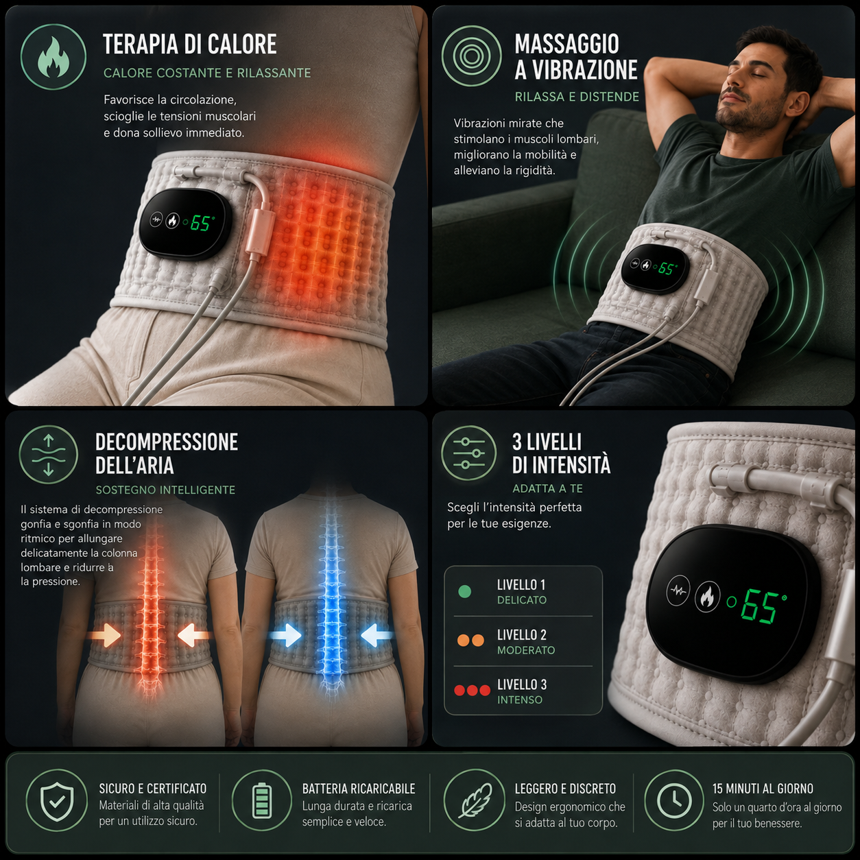 SchienaPro™– Fascia Lombare 3 in 1